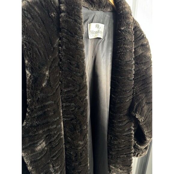 Vintage Monterey Fashions Full Length Chocolate Faux Fur Coat 3 XL  Made In USA - Picture 2 of 11
